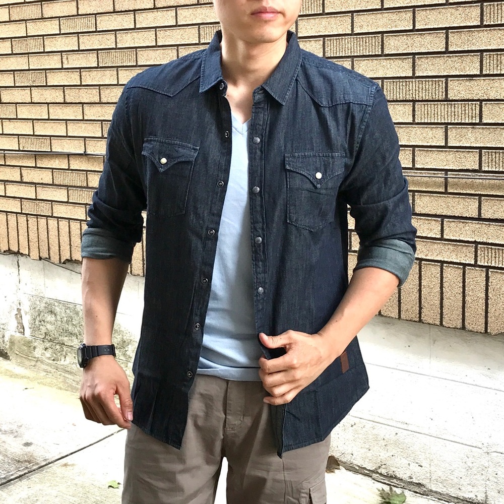 SIMWOOD navy slim button down long sleeve shirt